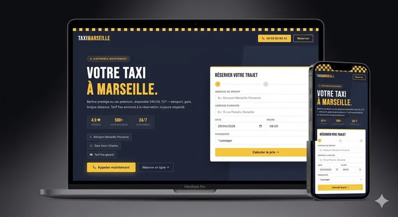 Page d’accueil du site Taxi Marseille